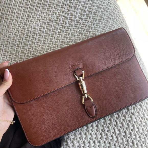 Gucci Brown Pebbled Leather Soft Jackie Clutch - Picture 1 of 6